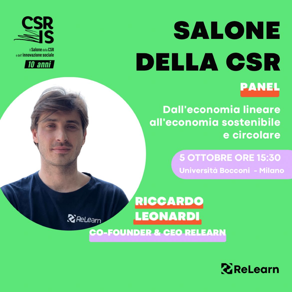ReLearn to attend “Il Salone della CSR e dell’innovazione sociale”